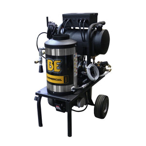 BE Power Equipment 1250 1,000 PSI 2.0 GPM Hot Water Electric Pressure Washer with 2.0 HP Baldor Motor and General Triplex Pump