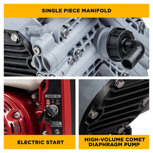 BE Power Equipment SW1165HEC2 300 PSI 11.0 GPM Gas Gear Drive Commercial Mobile Soft Wash System with Honda GX200 Electric Start Engine and Comet P40/20 Diaphragm Pump