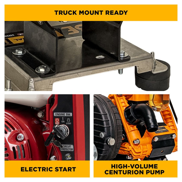 BE Power Equipment SW1165HEZ 300 PSI 11.0 GPM Gas Commercial Mobile Soft Wash System with Honda GX200 Electric Start Engine and CP Z42PPGR Diaphragm Pump