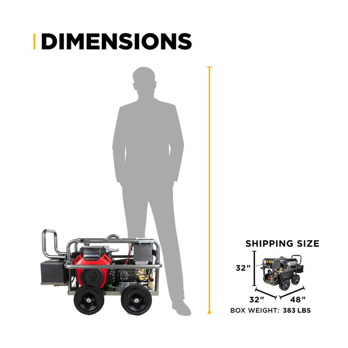 BE Power Equipment B5024HEBAS 5,100 PSI 5.5 GPM Cold Water Gas Pressure Washer with Honda GX690 Electric Start Engine and CP Belt Drive Triplex Pump on Roll Cage Frame