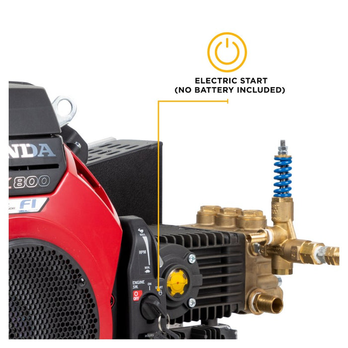 BE Power Equipment B3528HETBGS 3,500 PSI 10.0 GPM Truck Mount Cold Water Gas Pressure Washer with Honda iGX800 Engine and General Belt Drive Triplex Pump