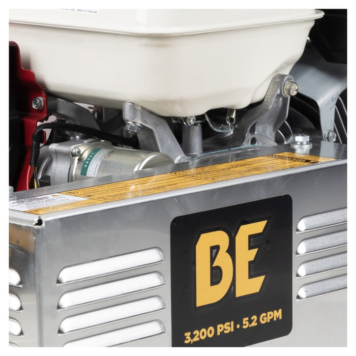 BE Power Equipment B3213HETBCS 3,200 PSI 5.2 GPM Truck Mount Cold Water Gas Pressure Washer with Honda GX390 Electric Start Engine and Comet Triplex Pump