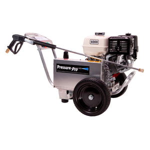 Pressure-Pro Eagle II EB4040HA-20 gas powered cold water belt drive pressure washer, angled view