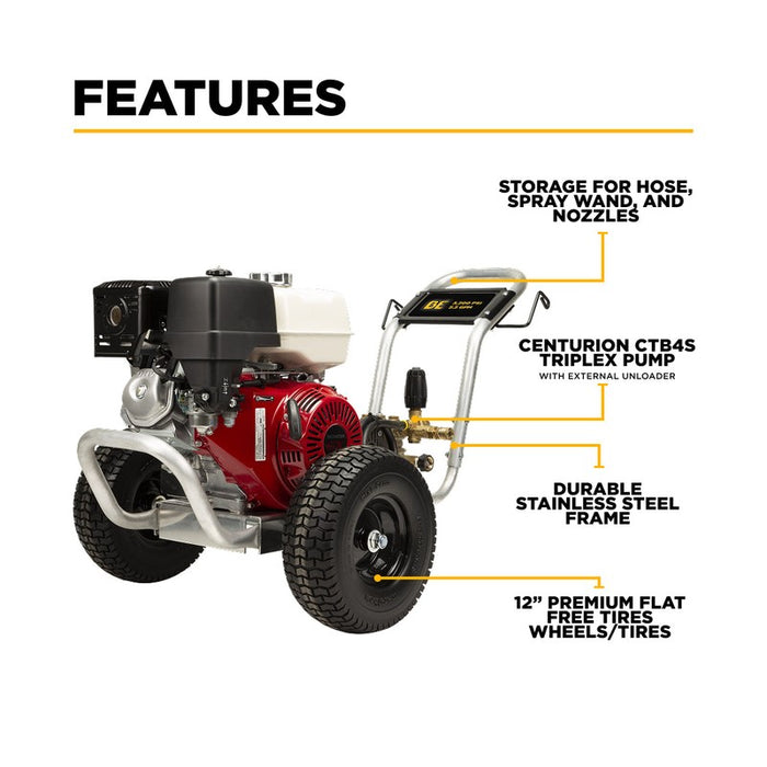 BE Power Equipment B3213HABAS 3,200 PSI 5.5 GPM Cold Water Gas Pressure Washer with Honda GX390 Engine and CP Belt Drive Triplex Pump
