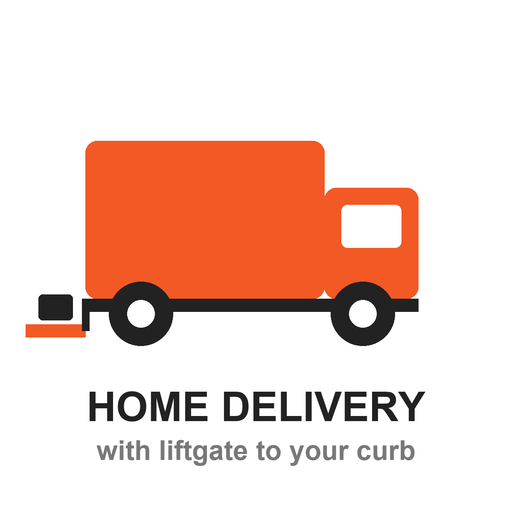 Home delivery with liftgate, the carrier lowers the crated machine to your curb