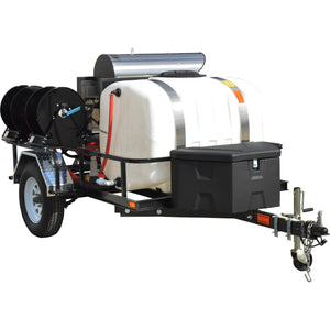 Pressure-Pro Tow-Pro TR6012PRO-35HG trailer mounted hot water pressure washer, angled view