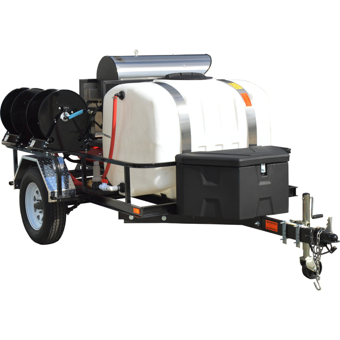 Pressure-Pro Tow-Pro TR6012PRO-35HG trailer mounted hot water pressure washer, angled view